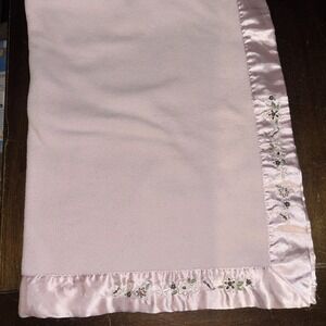 Small Wonders Pink Blanket Satin Trim Edge Flowers Baby Blanket Security Lovey